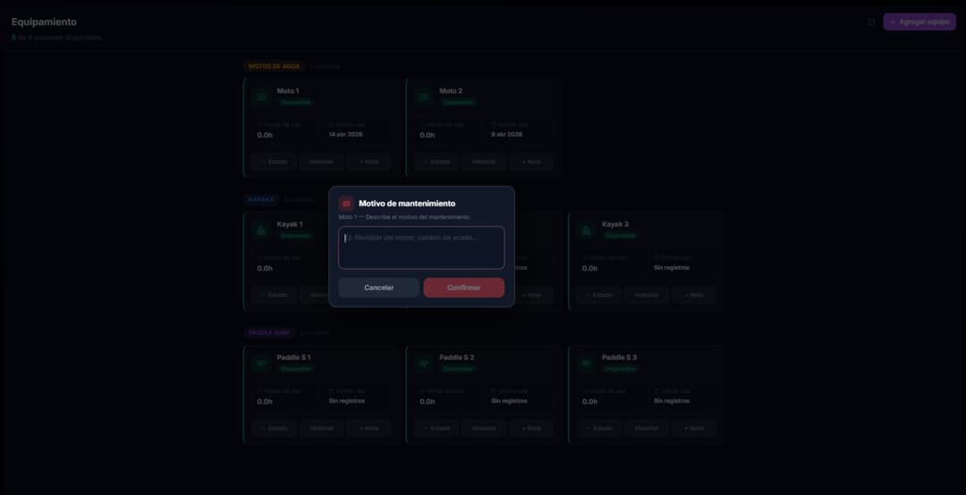 Cambio de estado del equipo