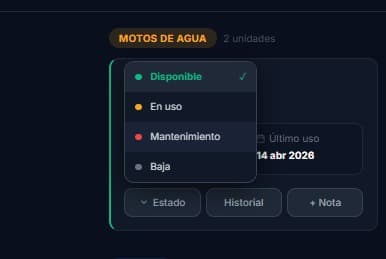 Modal de mantenimiento