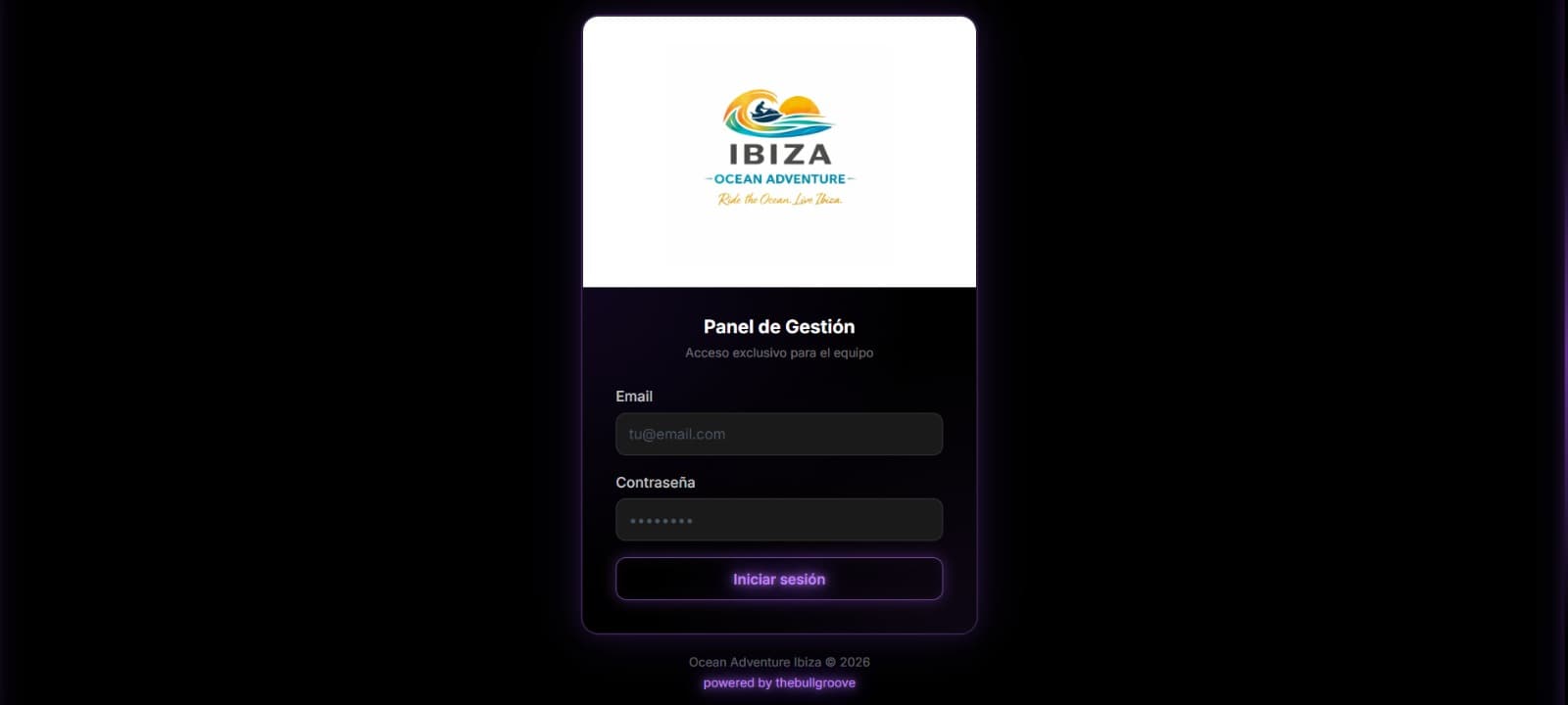 Panel de gestión CRM Ibiza Ocean Adventures